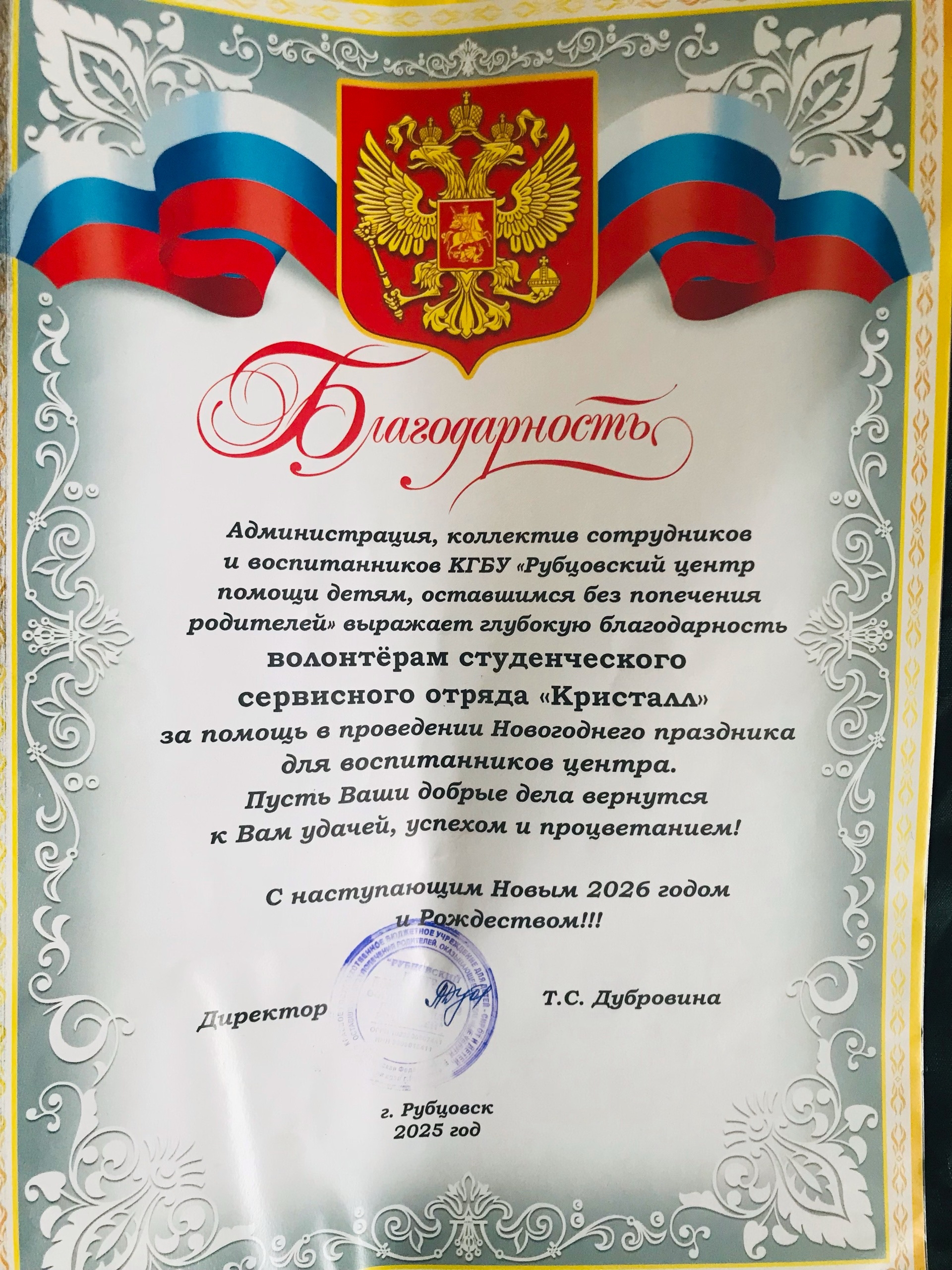 Волонтёры ССервО «Кристалл» АлтГУ подарили детям новогоднюю сказку